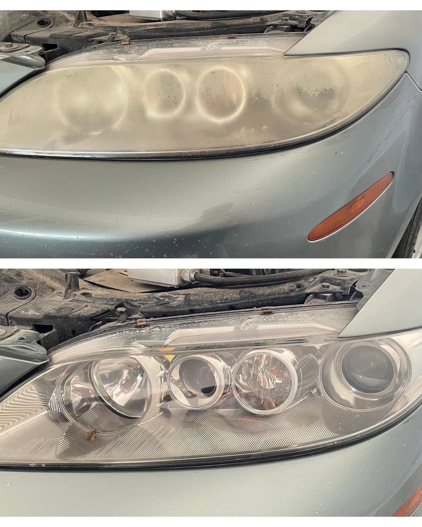 Cloudy headlight before restoration